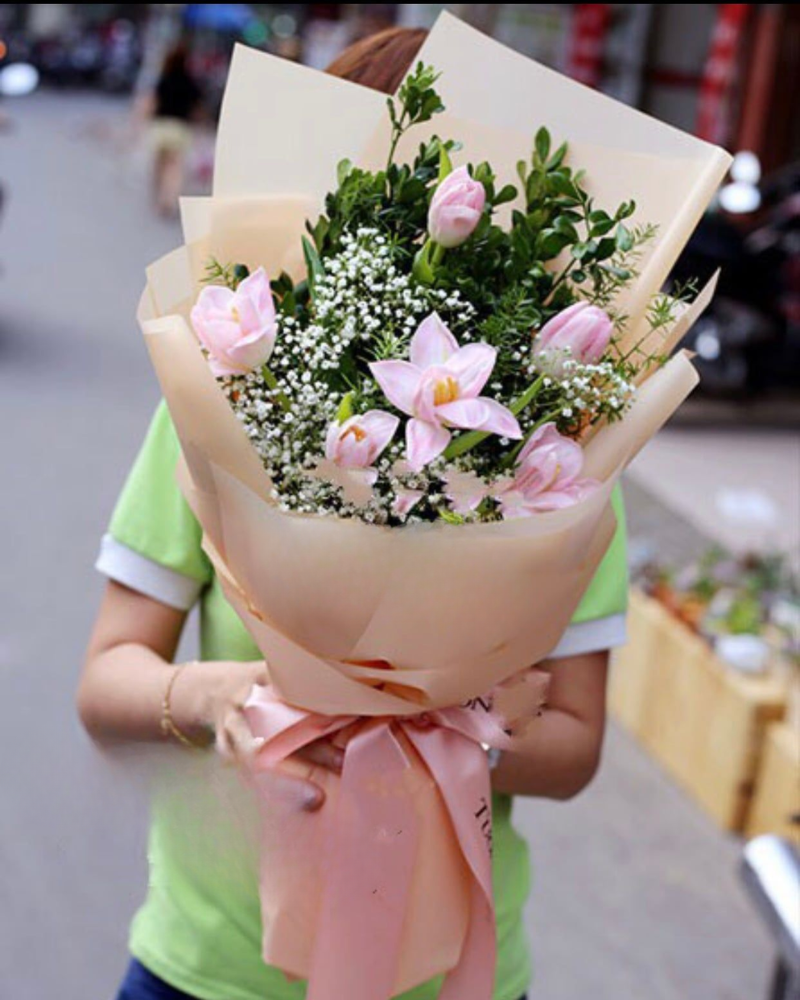  Bó Hoa Tulip Hồng - HBD63 - Điện hoa 