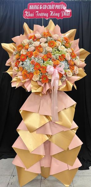 Hoa Chúc Mừng - Mẫu Lẵng Hoa, Kệ Hoa, Bó Hoa Đẹp Nhất: Kệ Hoa Phú Quý Khai Hoa - HCM136