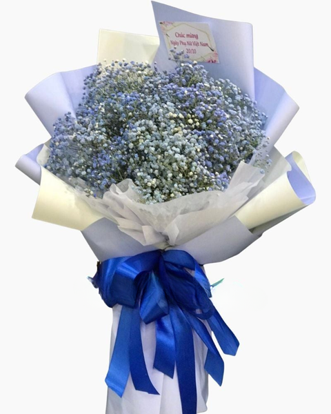Mẫu Hoa Tươi Màu Xanh: Bó Hoa Babi Hà Lan Xanh - HB01