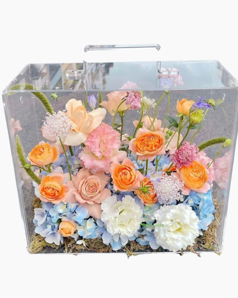 Hoa tặng người yêu đẹp nhất, bó hoa tặng bạn gái lãng mạn ý nghĩa: Hộp Hoa Mica Lightly - HMC06