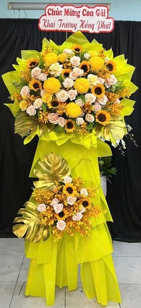 Hoa Chúc Mừng - Mẫu Lẵng Hoa, Kệ Hoa, Bó Hoa Đẹp Nhất: Kệ Hoa Ánh Dương Phú Quý - HCM138