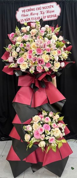 Lẵng Hoa Khai Trương Đẹp, Sang Trọng Ý Nghĩa - Giao Nhanh Toàn Quốc: Kệ Hoa Đỏ Phúc - HCM113
