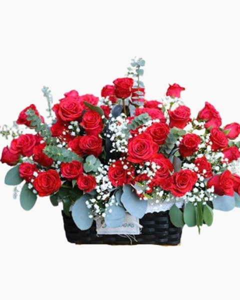 Mẫu Hoa Hồng 8/3 Đẹp, Ý Nghĩa Nhất Ngày Quốc Tế Phụ Nữ: Giỏ Hoa Để Bàn Phát Tài - HG41