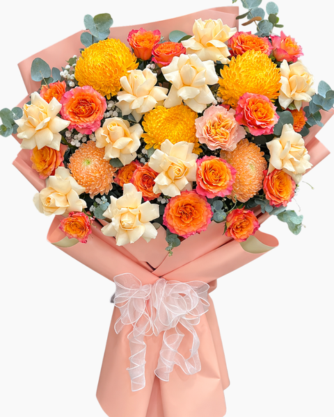 Mẫu Hoa Bó Dài: Bó Hoa Ánh Cam - HBD351