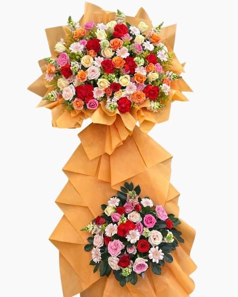 Hoa Chúc Mừng - Mẫu Lẵng Hoa, Kệ Hoa, Bó Hoa Đẹp Nhất: Kệ Hoa Cam Nồng - HCM114