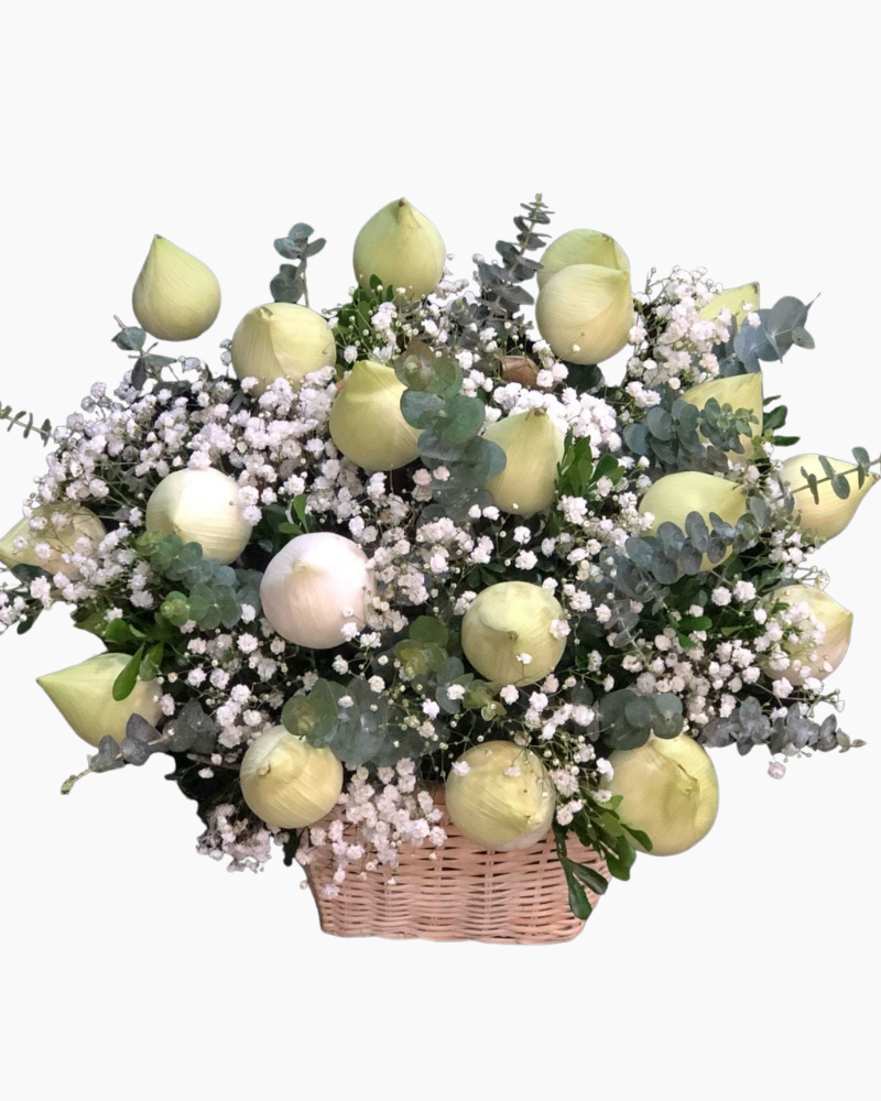  Giỏ Hoa Sen Trắng - HG24 