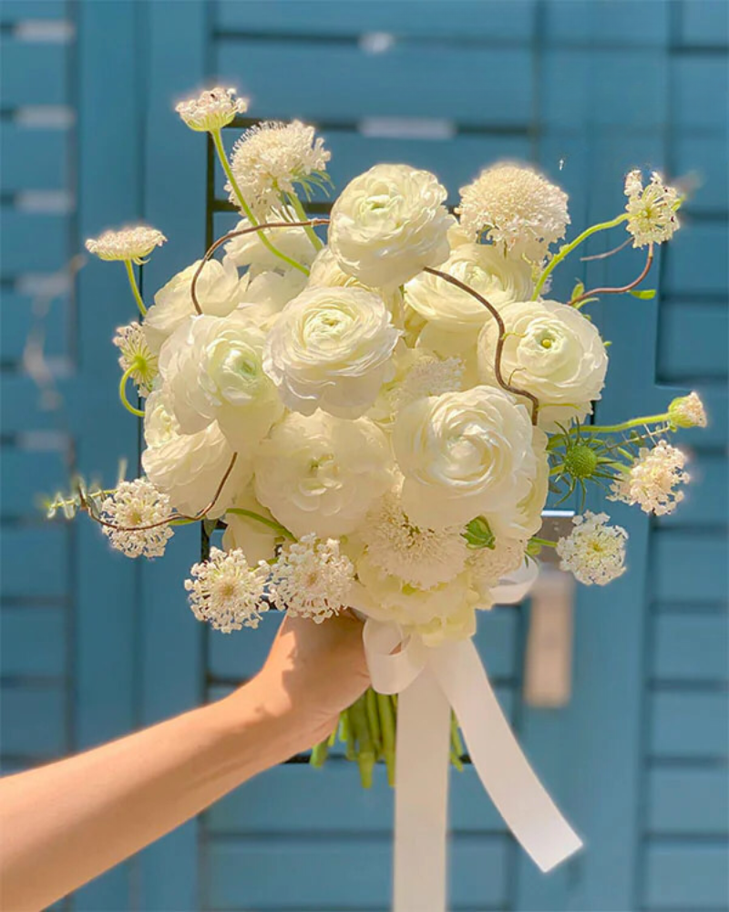  Bó Hoa cưới Cầm Tay Mao Lương Trắng - HC47 