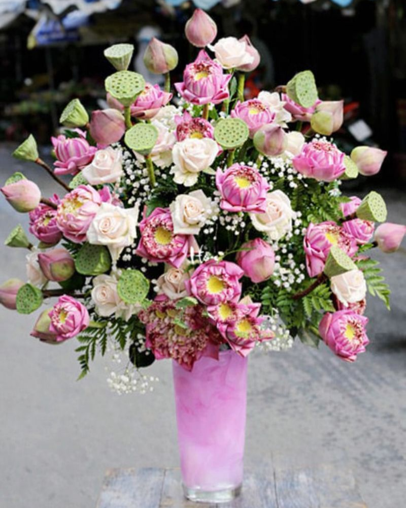  Bình Hoa Sen Hồng Tặng Mẹ - HCB31 