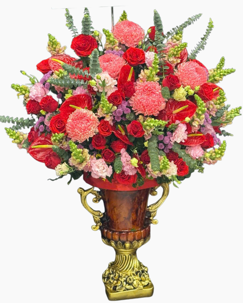 Hoa Cắm Bình Đẹp Mới 2026 Bính Ngọ: Bình Hoa Đỏ Sang - HCB85