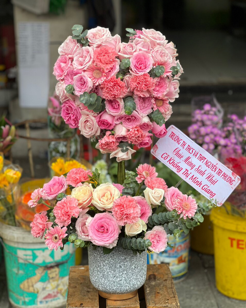  Pink Tone Heart Vase Gift for Female Boss - HCB64 