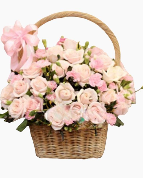 Mẫu Hoa Cẩm Chướng: Giỏ Hoa Cẩm Chướng Hồng - HG21- Hoa tặng mẹ
