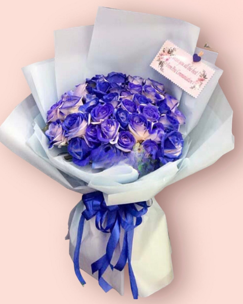 Mẫu Hoa Tươi Màu Xanh: Bó Hoa Hồng Xanh - HBD132