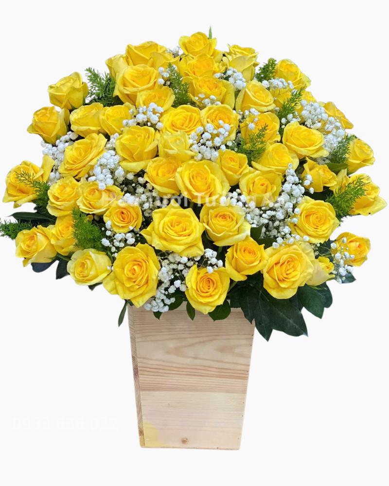  Hộp Hoa Hồng Vàng  - HH118 