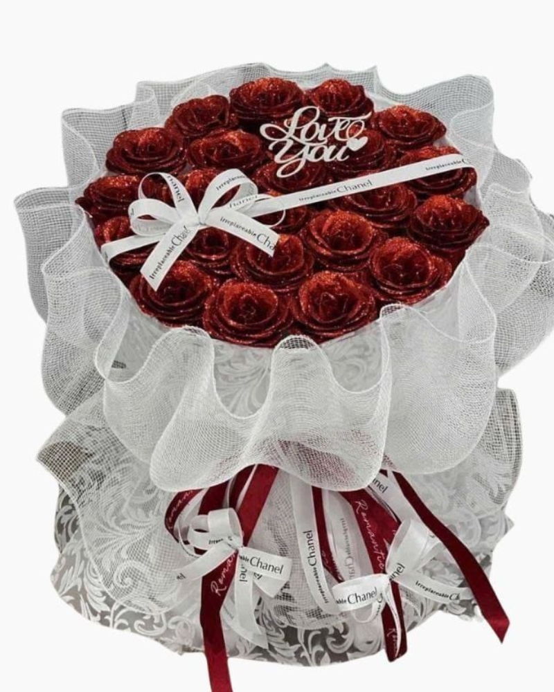  Kiêu Sa - HST09 - Hoa Hồng Đỏ Sáp Thơm 30 Bông Tặng Vợ, Người Yêu - Hoa 20/10 