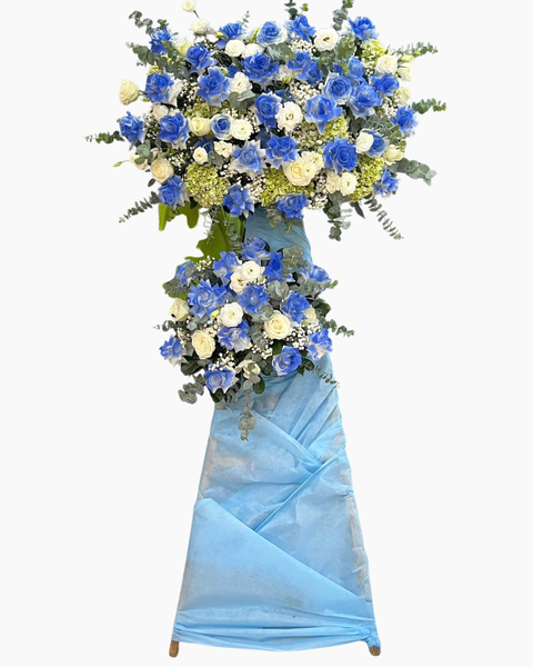 Hoa Chúc Mừng - Mẫu Lẵng Hoa, Kệ Hoa, Bó Hoa Đẹp Nhất: Kệ Hoa Ánh Dương Xanh - HCM109