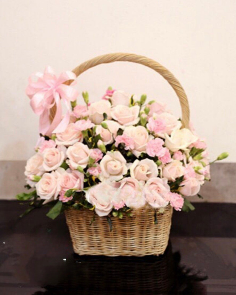  Giỏ Hoa Cẩm Chướng Hồng - HG21- Hoa tặng mẹ 