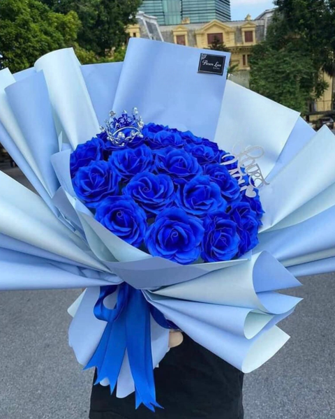 Hoa Hồng: Blue Rose - HST25 - Bó Hoa Hồng Sáp Thơm 25 Bông