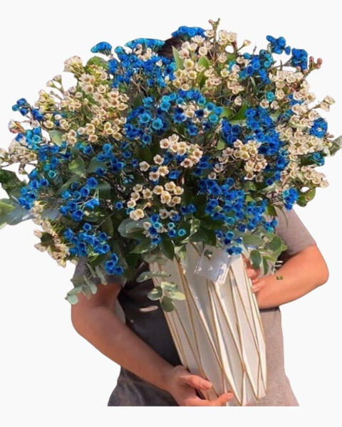 Mẫu Hoa Tươi Màu Xanh: Bình Hoa Thanh Liễu Xanh Mix Trắng - HCB57 - Hoa Chưng Tết