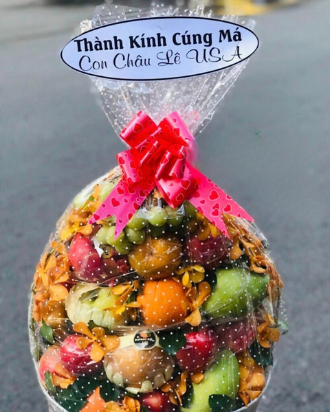 Mẫu Hoa Tươi Màu Vàng: Giỏ Trái Cây Mix Lan Vàng - GTC36