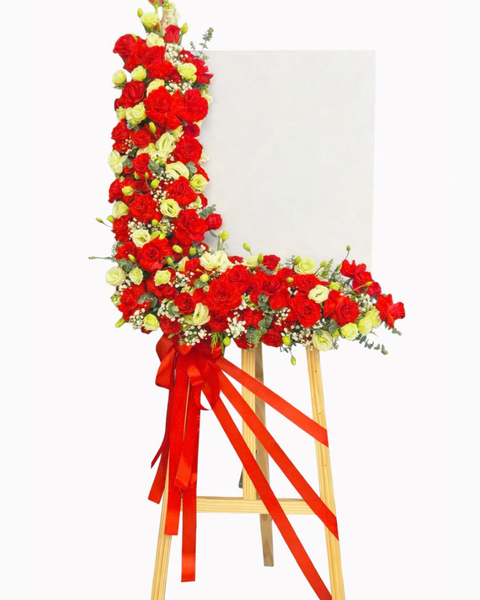 Hoa Chúc Mừng - Mẫu Lẵng Hoa, Kệ Hoa, Bó Hoa Đẹp Nhất: Kệ Hoa Đỏ Mận - HCM88