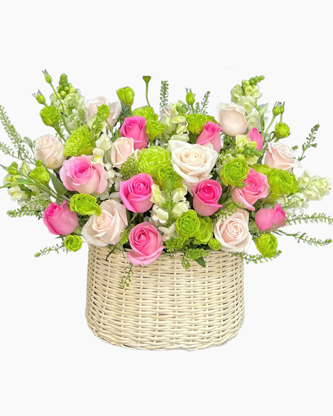 Giỏ Hoa Khai Trương để bàn đẹp: Giỏ Hoa Xanh Mát - HG95