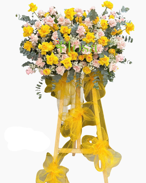 Hoa Chúc Mừng - Mẫu Lẵng Hoa, Kệ Hoa, Bó Hoa Đẹp Nhất: Kệ Hoa Lộc Vàng - HCM95