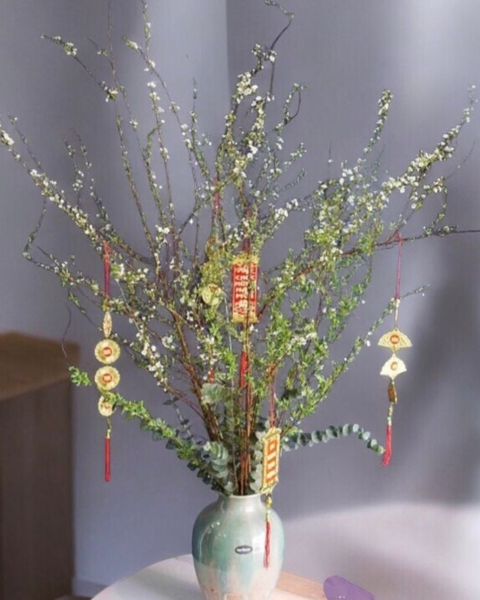 Hoa Tuyết Mai Bền Đẹp Mới 2026 Bính Ngọ: Bình Tuyết Mai Tết Đong Đầy - HCB55 - Hoa Chưng Tết Đẹp