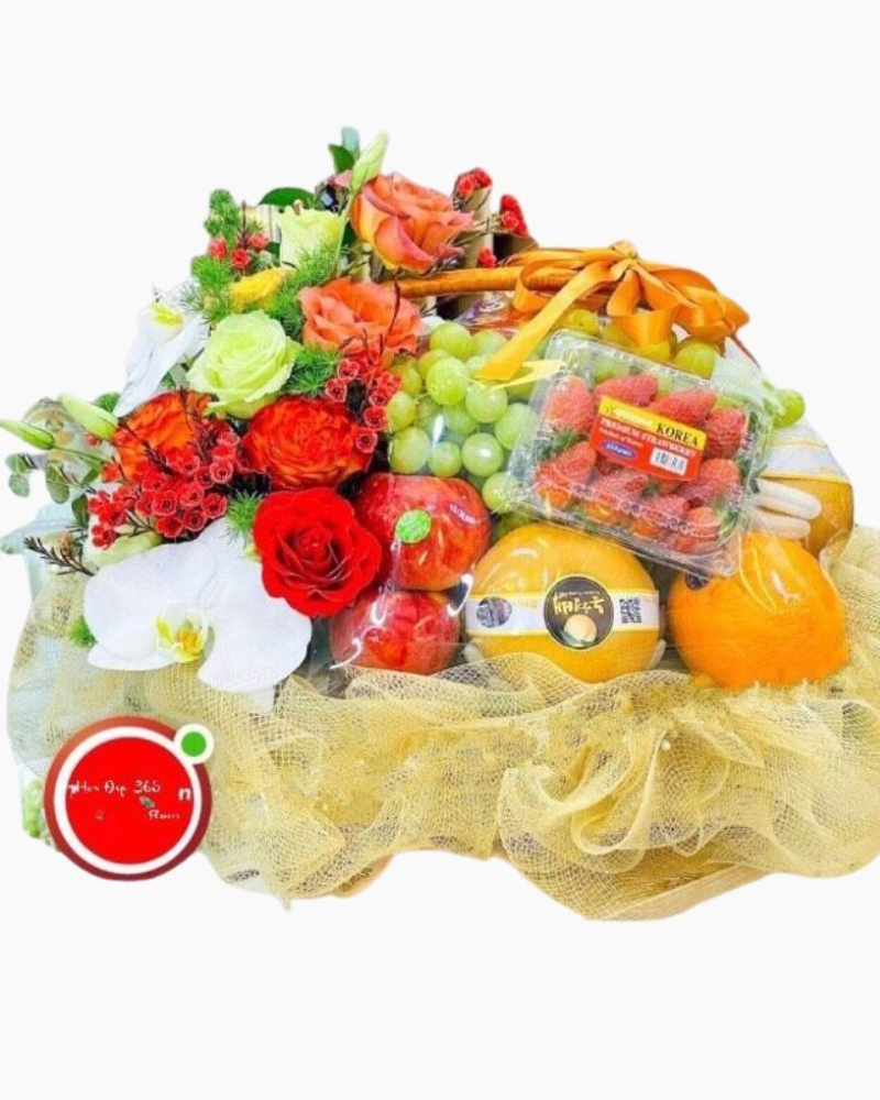 Giỏ Trái Cây Mix Hoa Tặng Đối Tác - GTC113 