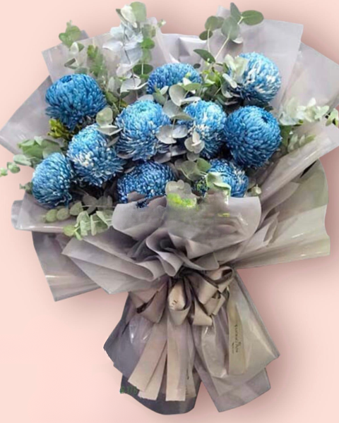 Mẫu Hoa Tươi Màu Xanh:  Bó Hoa Cúc Mẫu Đơn Xanh - HBD124 - Hoa 8/3 