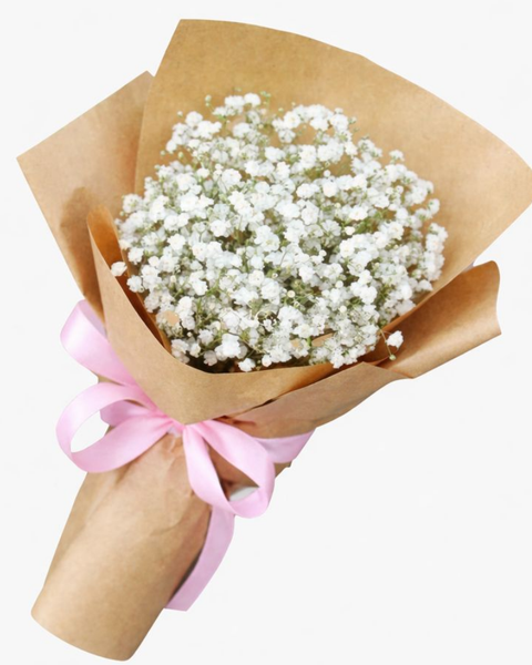 Hoa tặng người yêu đẹp nhất, bó hoa tặng bạn gái lãng mạn ý nghĩa: Bó Hoa Baby Trắng - HBD41