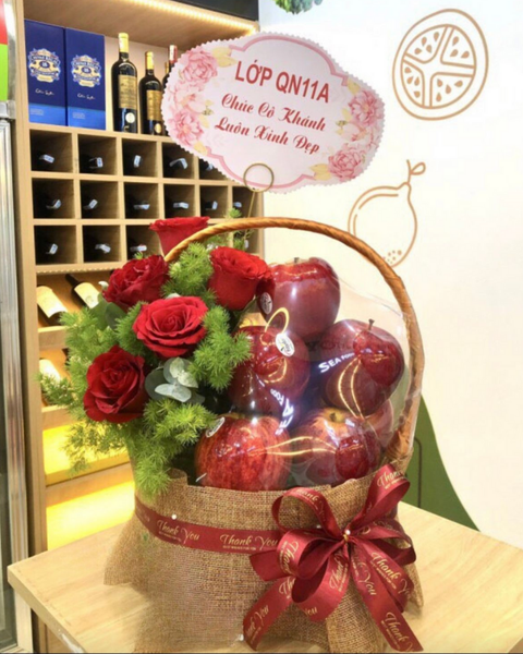 Giỏ Trái Cây Đẹp, Quà Tặng Trái Cây Tươi Nhập Khẩu Từ 300K: Giỏ trái cây - Tặng Thầy Cô - GTC143