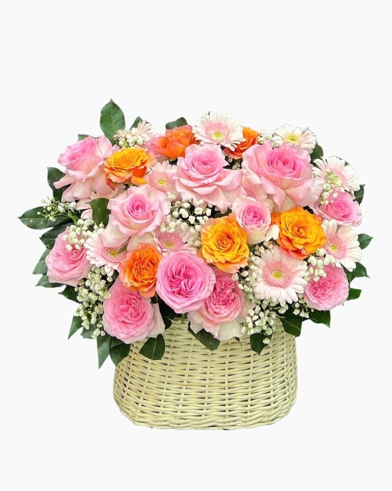  Giỏ Hoa Nắng Hồng Dịu Êm - HG105 
