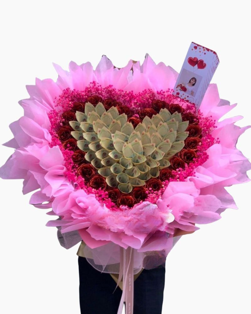  Bó Hoa Tiền 10k Mix Hoa Sáp Kim Tuyến - BT07 - Hoa 8/3 