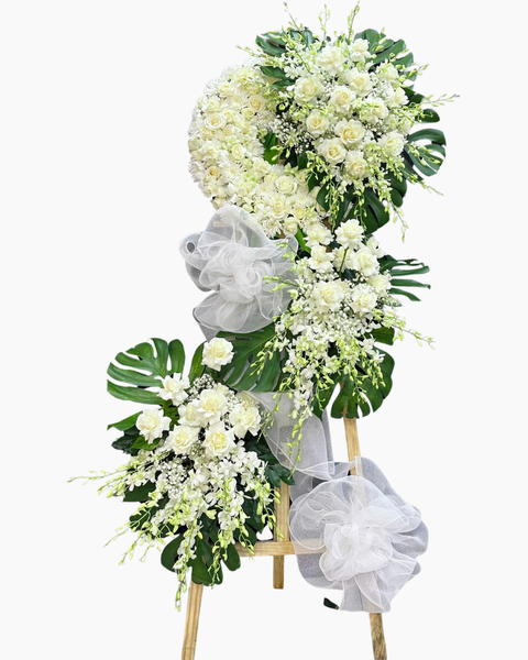 Mẫu Bó Hoa Bằng Tiền 500k Đẹp, Sang Chảnh Nhất: Vòng Hoa Giã Từ - HTL195