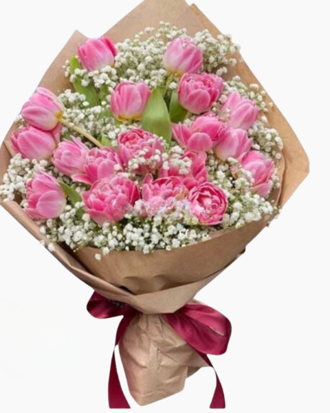 Hoa Tulip bộ sưu tập hoa tulip đẹp, sang trọng, tinh tế: Bó Hoa Tulip Hồng - HBD120 - Hoa 8/3