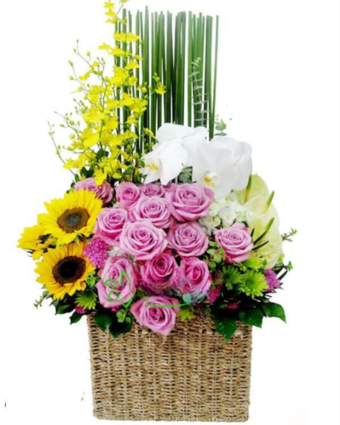 Giỏ Hoa Khai Trương để bàn đẹp: Bé Xinh - HG27