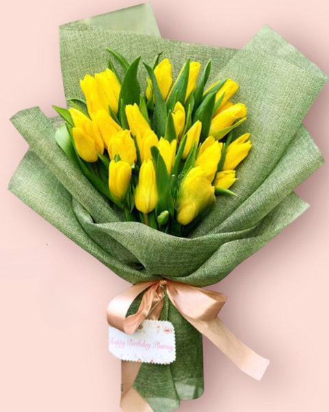 Hoa Tulip bộ sưu tập hoa tulip đẹp, sang trọng, tinh tế: Tulipa Vàng - HBD189 - Hoa 8/3