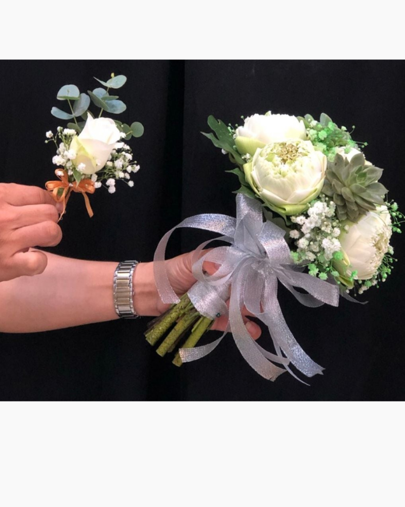  Bó Hoa Cưới Cầm Tay Cô Dâu Sen Trắng - HC16 