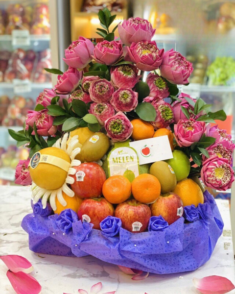 Giỏ Trái Cây Đám Giỗ: mam-trai-cay-mix-hoa-dang-le-gtc136