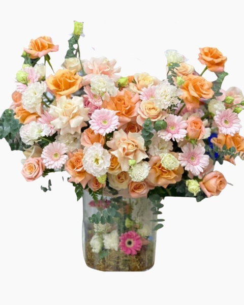 Bình Hoa Thiết Kế Tone Cam - HCB63 - Hoa Tươi