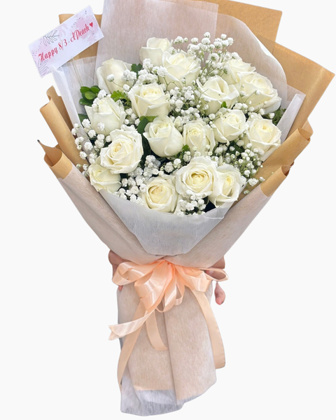 Hoa tặng người yêu đẹp nhất, bó hoa tặng bạn gái lãng mạn ý nghĩa: Bó Hoa Tinh Khôi Yêu Thương - HBD353