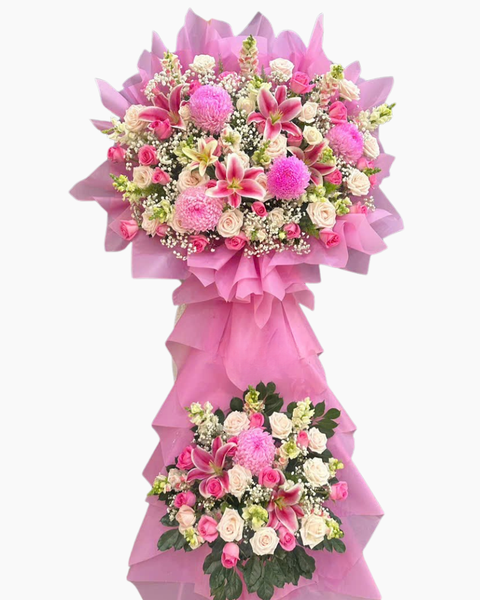 Hoa Chúc Mừng - Mẫu Lẵng Hoa, Kệ Hoa, Bó Hoa Đẹp Nhất:  Kệ Hoa Ánh Hồng  - HCM110 