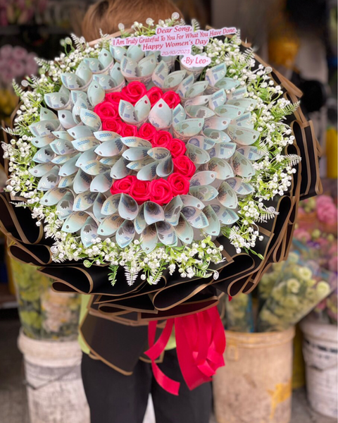 Bó Hoa Tiền 50 tờ x 500k Chữ S - BT35