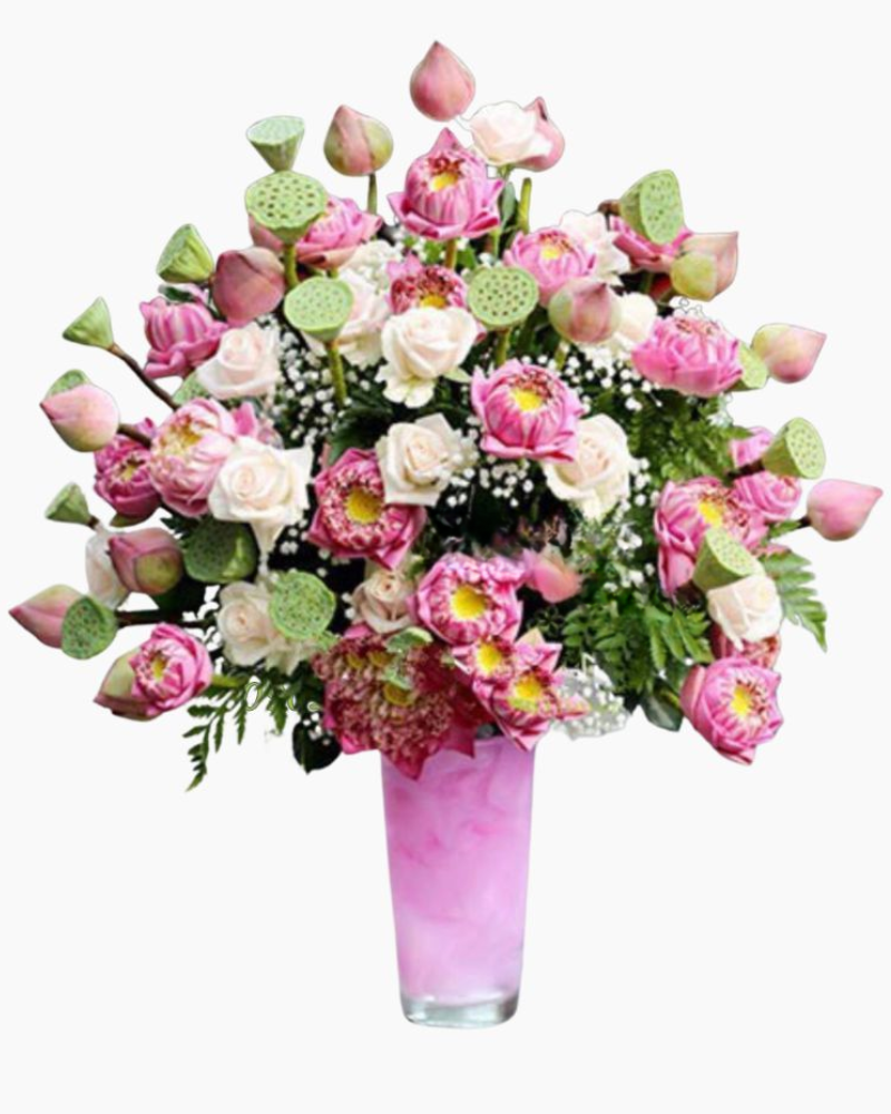  Bình Hoa Sen Hồng Tặng Mẹ - HCB31 