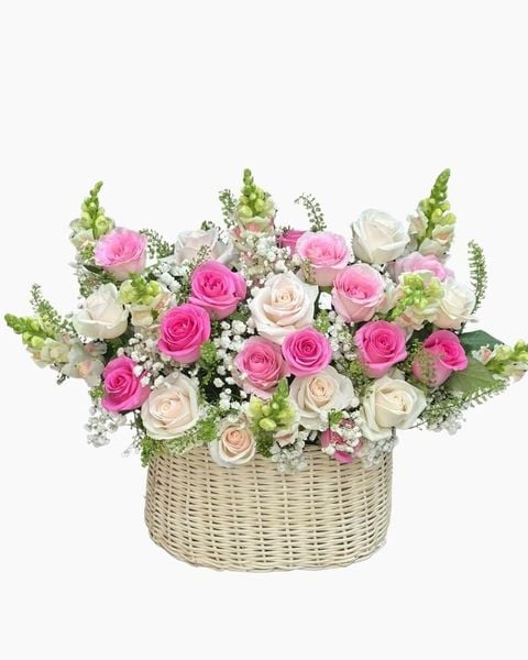Giỏ Hoa Khai Trương để bàn đẹp: Giỏ Hoa Khúc Tình Mộng Mơ - HG107
