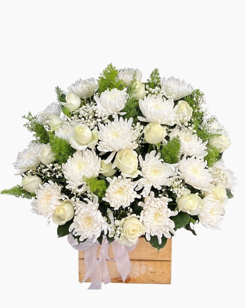  Giỏ Hoa Bạch Tâm Tưởng Niệm - HG108 