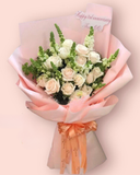  Hồng Tươi - HBD145 - Hoa Hồng 20/10 - Hoa Hồng Pastel và Hoa Mõm Sói 