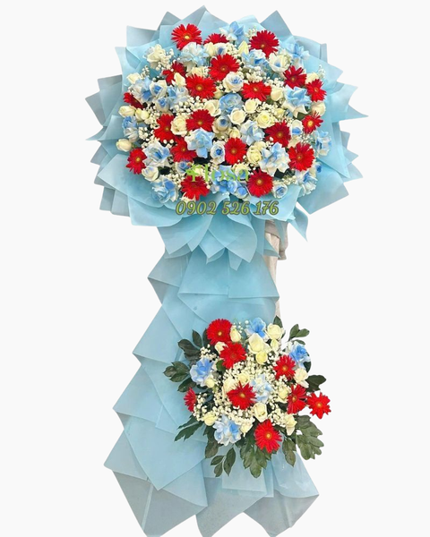 Mẫu Hoa Tươi Màu Đỏ dành cho tình yêu nồng cháy, niềm đam mê: Kệ Hoa Khai Trương Vững Mạnh Vươn Xa - HCM69