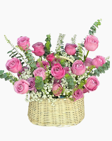 Hoa Tặng Mẹ 8/3 Đẹp, Ý Nghĩa Nhất Nhân Ngày Quốc Tế Phụ Nữ:  Giỏ Hoa Hồng Thắm - HG88 