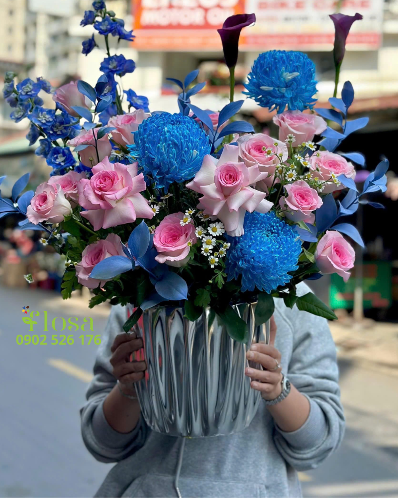  Hộp Hoa Xanh Coban  - HH115 